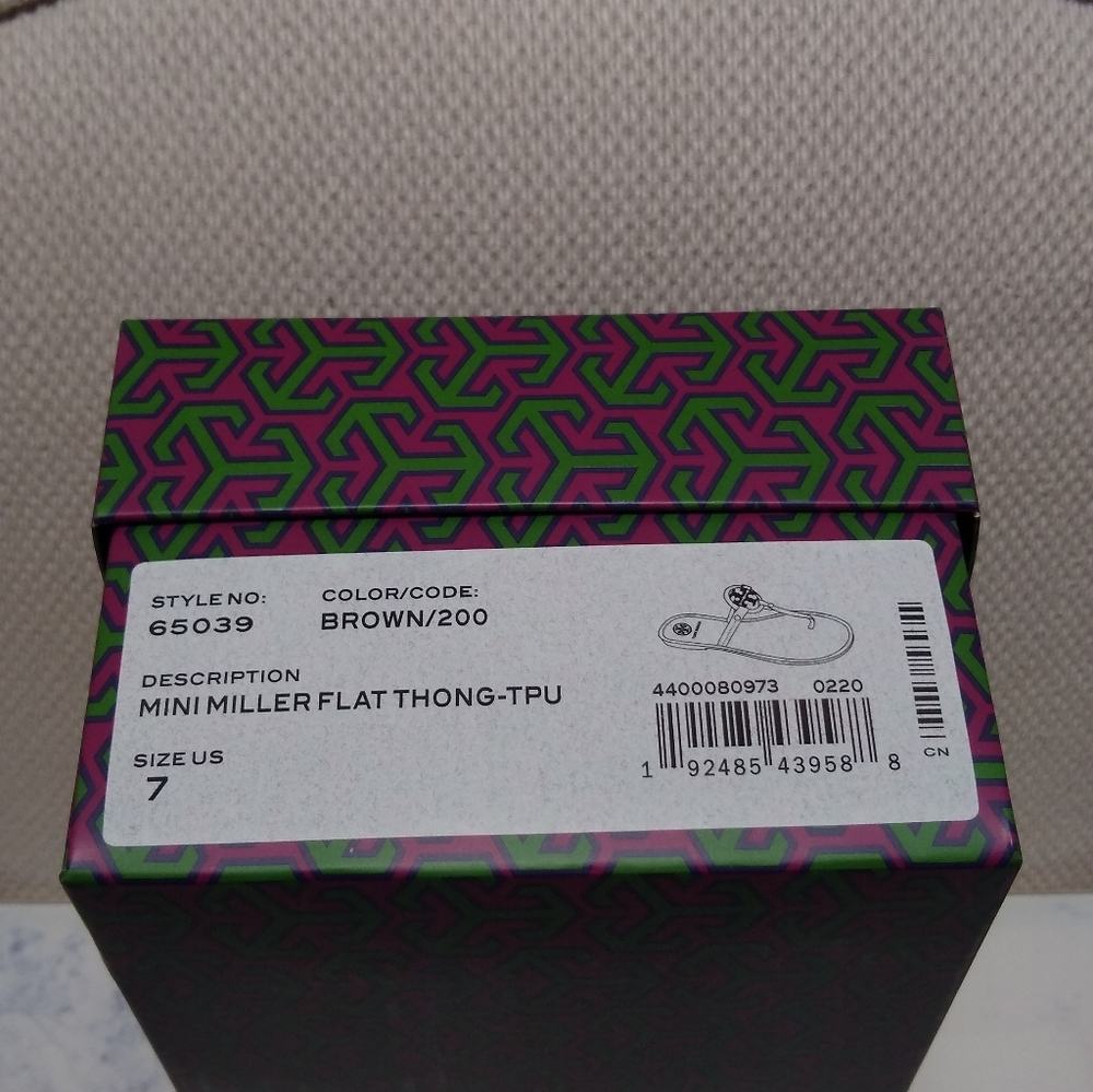 Tory Burch Mini Miller Flat Thong Brown Size 7 - Picture 6 of 7
